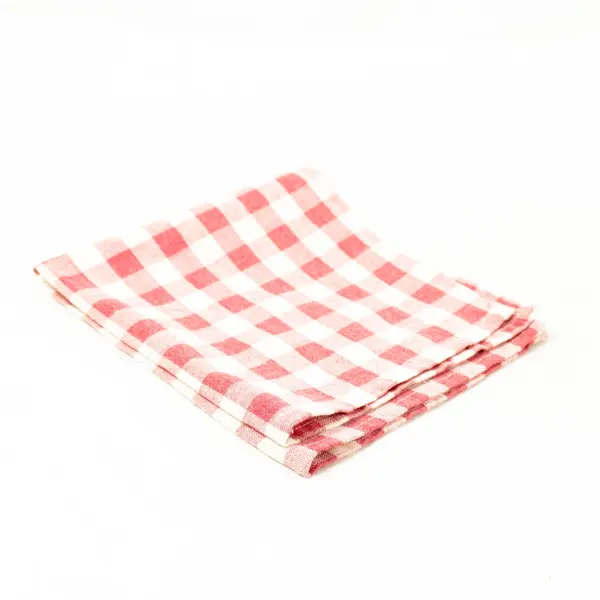 Lot of 3 Linen Napkins 13.5x15 in Red/White Checkered