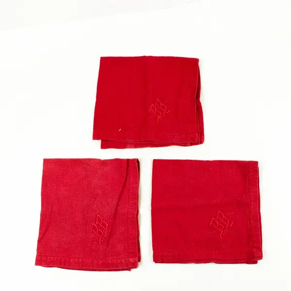 Set of 3 Red BB Embossed Linen Napkins 17x18