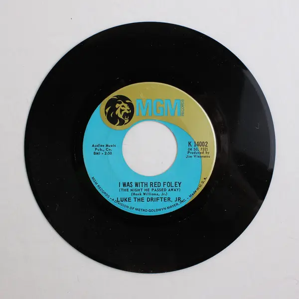 Luke The Drifter JR. (Hank Jr.) 45 rpm Record I Was With Red Foley / On Trial