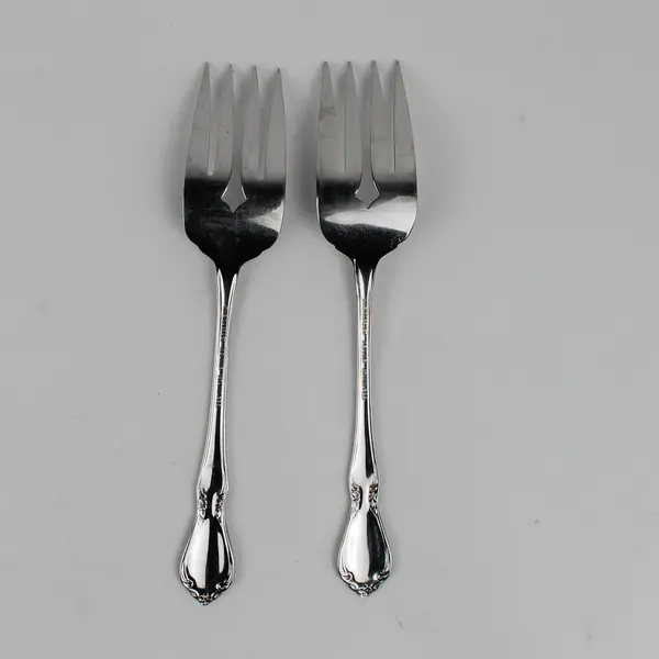 Lot of 2 Oneida Chateau Stainless Steel 8.5" Cold Meat Serving Forks