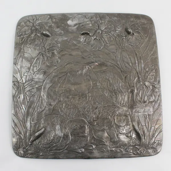 1993 Arthur Court 12x12 Square Embossed Bunny Rabbit Serving Platter or Tray 