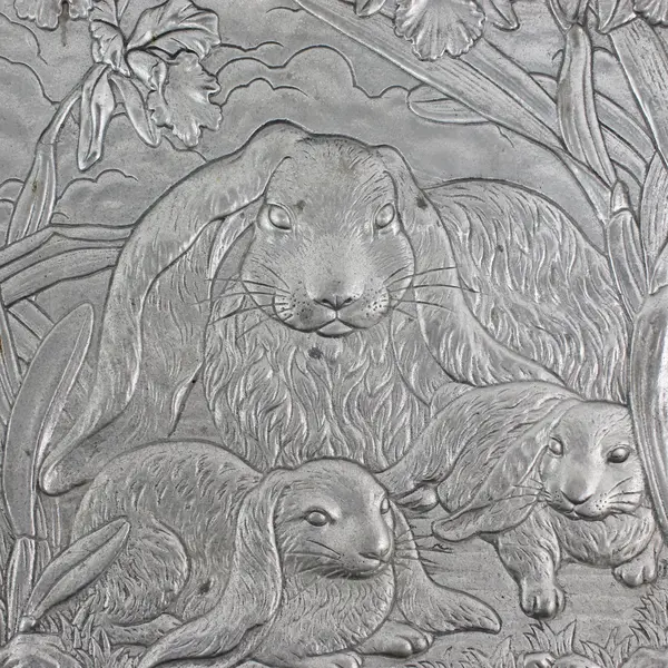 1993 Arthur Court 12x12 Square Embossed Bunny Rabbit Serving Platter or Tray 