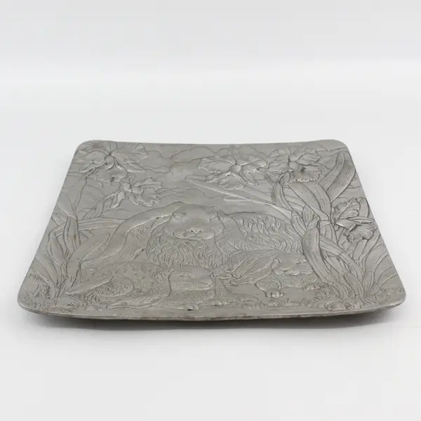 1993 Arthur Court 12x12 Square Embossed Bunny Rabbit Serving Platter or Tray 