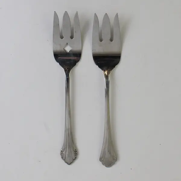 Lot of 2 Oneida Falkirk Cold Meat Forks 8.5” Stainless Glossy Flatware