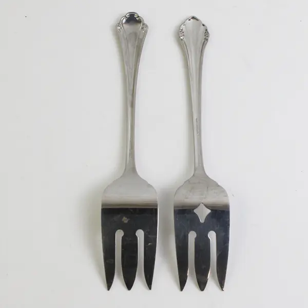 Lot of 2 Oneida Falkirk Cold Meat Forks 8.5” Stainless Glossy Flatware