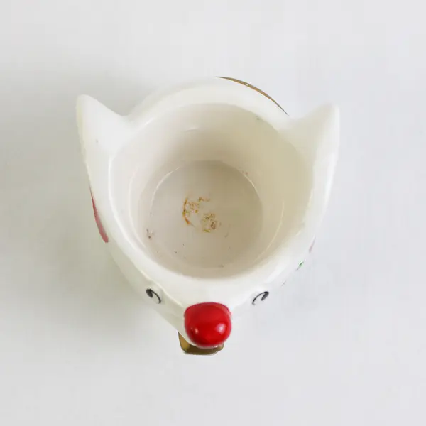 Vintage Colonial Candle Christmas Mouse Ceramic Candle Holder 3" FLAWED