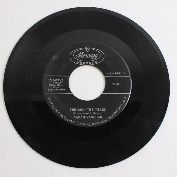 Sarah Vaughan For All We Know / Through The Years 45 rpm Mercury Record Vinyl 7"