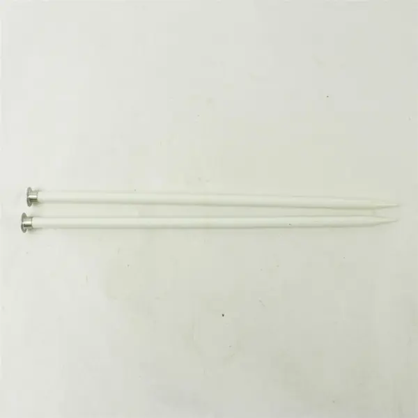Size 15 Straight Knitting Needles White Plastic Pair 14.25 in