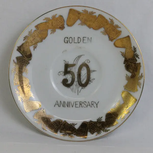 Vintage Norcrest Fine China 50th Anniversary Plate Gold Trim 6" Diameter