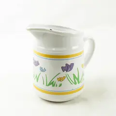 Vintage Ceramic Floral Pitcher 7in Decorative Serveware Jug