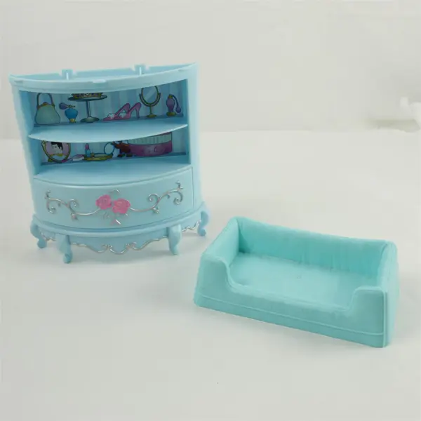 Lot of 2 Dollhouse Furniture Plastic Couch Shelf Miniature