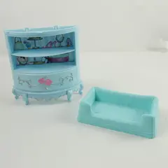 Lot of 2 Dollhouse Furniture Plastic Couch Shelf Miniature
