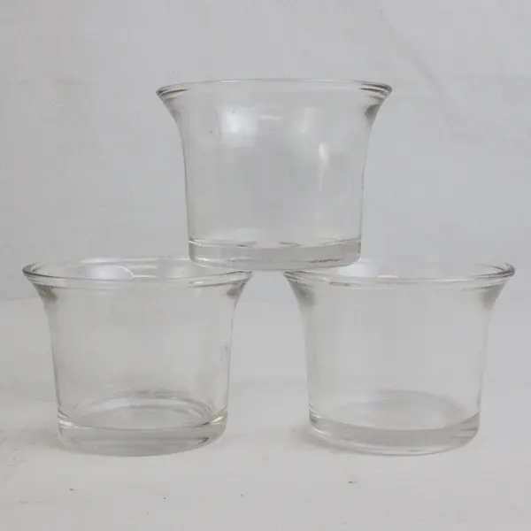 Lot Of 3 Unbranded Matching Clear Glass Votive Candle Holders 2" Tall