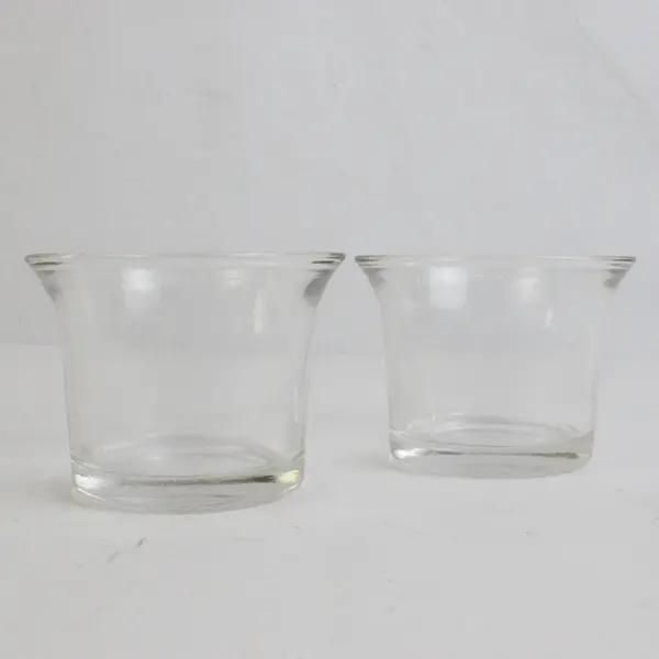 Lot Of 3 Unbranded Matching Clear Glass Votive Candle Holders 2" Tall