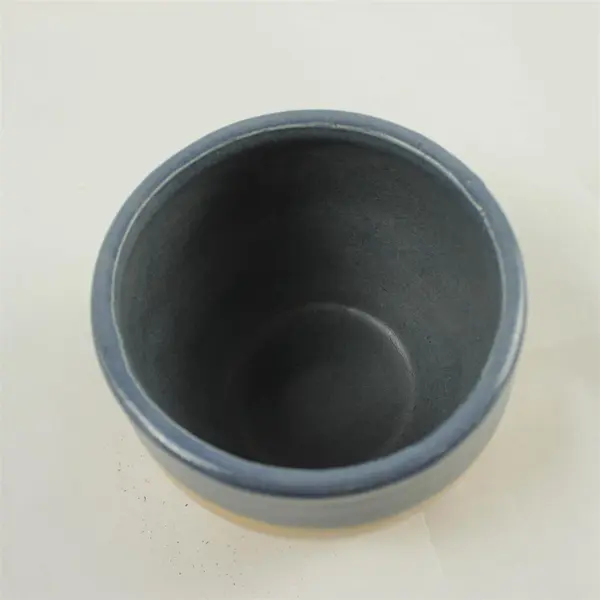 Yellow & Blue Ceramic Bowl Planter Small Decorative Succulent Pot 4.5in