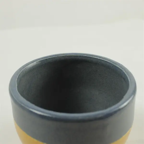 Yellow & Blue Ceramic Bowl Planter Small Decorative Succulent Pot 4.5in