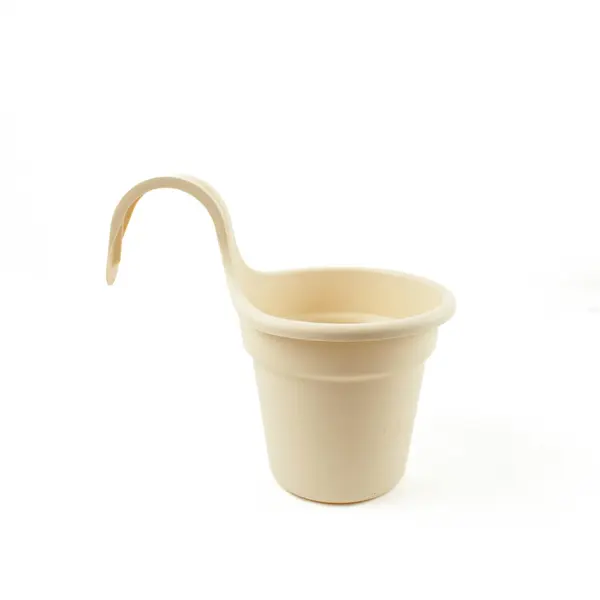 Lot of 2 Beige Hanging Planters with Looped Handle Indoor/Outdoor