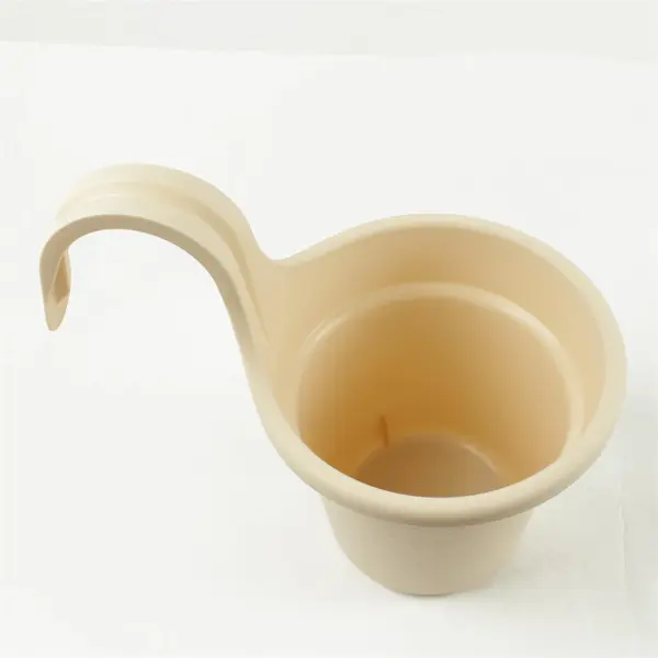 Lot of 2 Beige Hanging Planters with Looped Handle Indoor/Outdoor