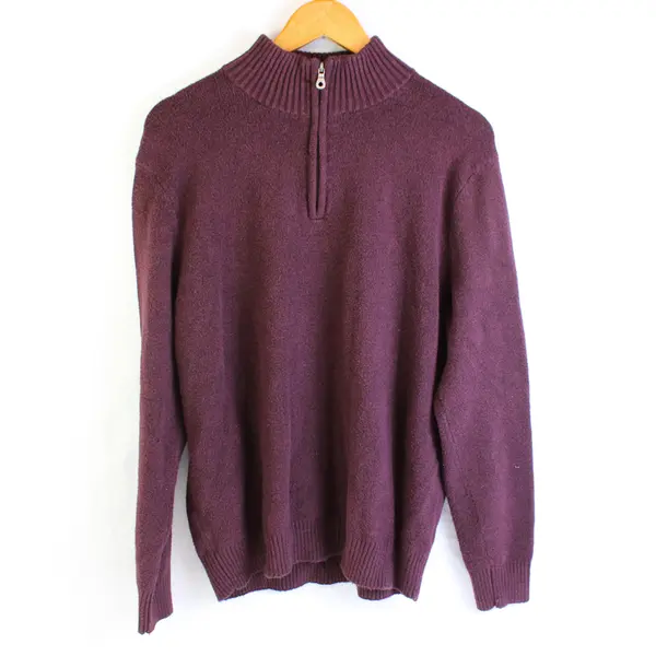 Croft & Barrow Dark Burgundy 1/4-Zip Sweater Men's Size Large