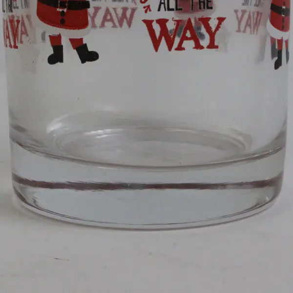 Lot Of 2 Unbranded Matching Santa Claus Printed Clear Drinking Glasses 6.5" Tall