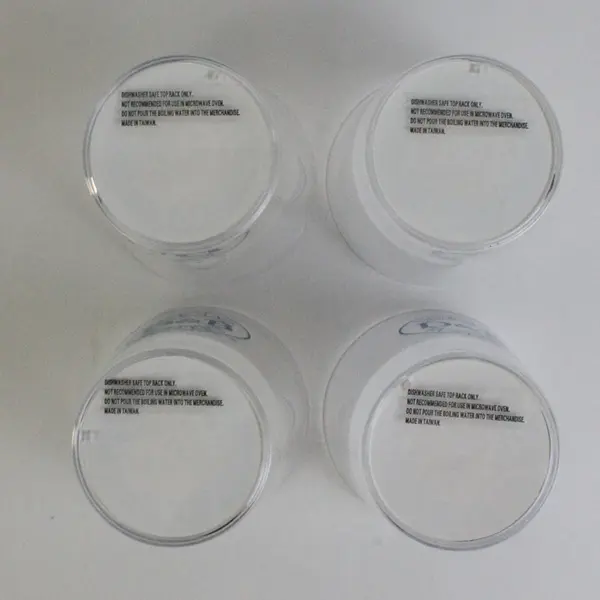 Lot Of 4 Dave And Buster's Matching Clear Plastic Drinking Glasses 4.25" Tall