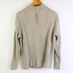 Wilke-Rodriguez Beige Ribbed 1/4-Zip Sweater Men's Size Large