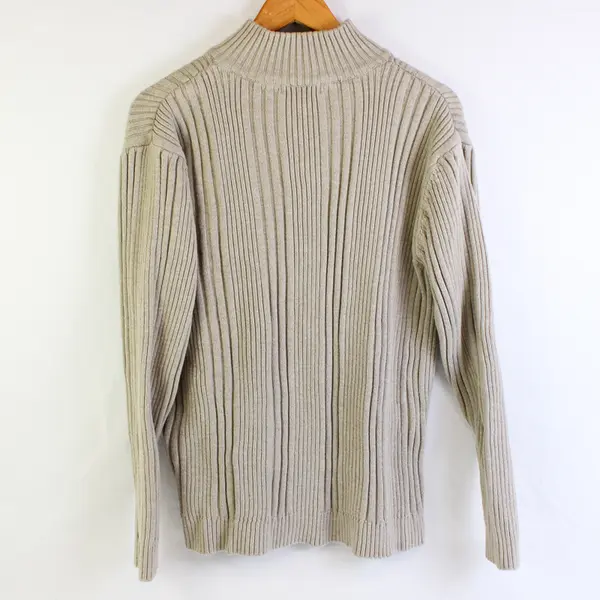 Wilke-Rodriguez Beige Ribbed 1/4-Zip Sweater Men's Size Large