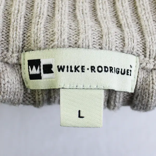 Wilke-Rodriguez Beige Ribbed 1/4-Zip Sweater Men's Size Large