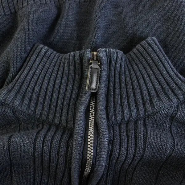 Oscar De La Renta Blue Ribbed 1/4-Zip Sweater Men's Size XL