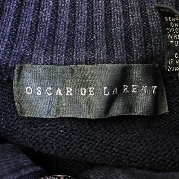 Oscar De La Renta Blue Ribbed 1/4-Zip Sweater Men's Size XL