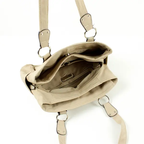 Rosetti Light Brown Multi-Pocket Shoulder Bag Dual Straps Zip-Top