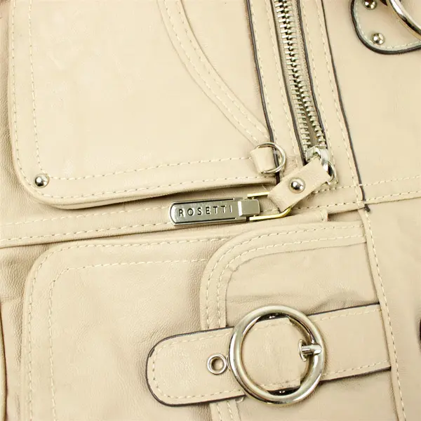 Rosetti Light Brown Multi-Pocket Shoulder Bag Dual Straps Zip-Top
