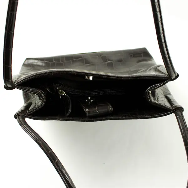 Apostrophe Dark Brown Mock Croc Handbag Women's Purse
