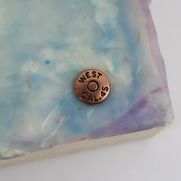 2021 Decoupage Wood Shelf Plaque Denim Jacket On A Clothesline Signed 4 x12 