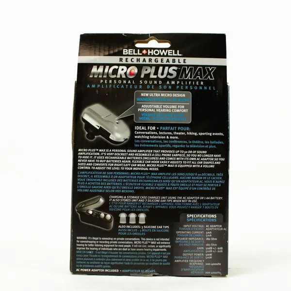 Bell & Howell Micro Plus Max Rechargeable Personal Sound Amplifier
