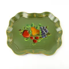Vintage Nashco Hand-Painted Rectangular Fruit Serving Tray 16.5x14.25
