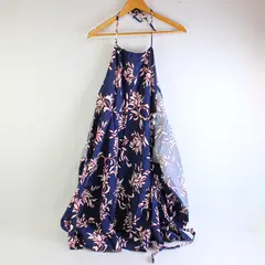 Pacific Isle Creations Blue and Red Floral Pattern Kitchen Apron One Size