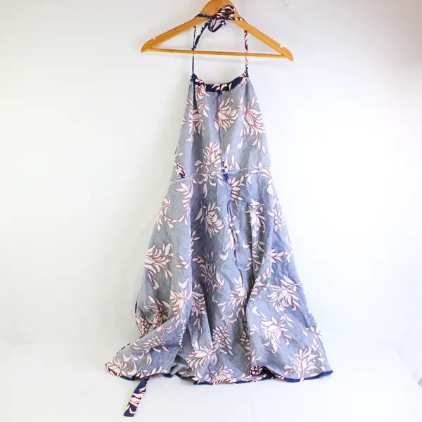 Pacific Isle Creations Blue and Red Floral Pattern Kitchen Apron One Size