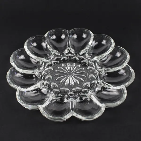 Anchor Hocking Presence Pattern Clear Glass Deviled Egg Platter 10" Diameter