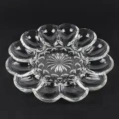 Anchor Hocking Presence Pattern Clear Glass Deviled Egg Platter 10" Diameter