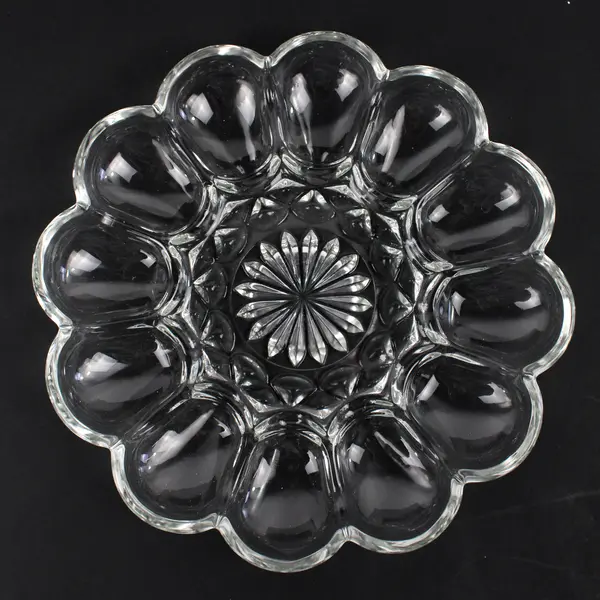 Anchor Hocking Presence Pattern Clear Glass Deviled Egg Platter 10" Diameter