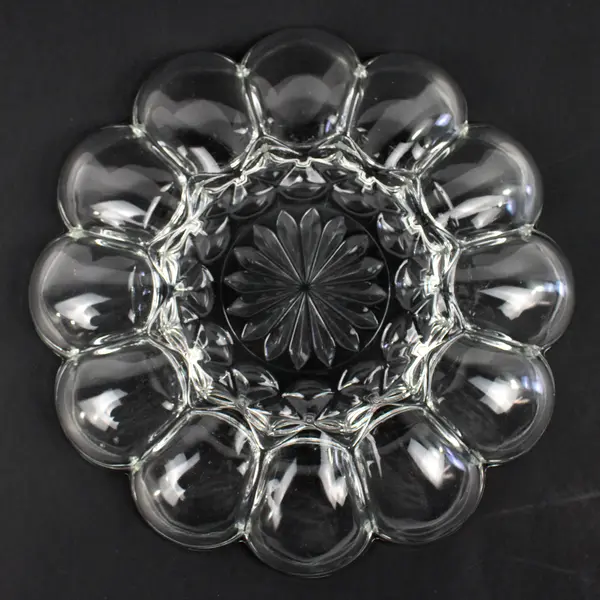 Anchor Hocking Presence Pattern Clear Glass Deviled Egg Platter 10" Diameter