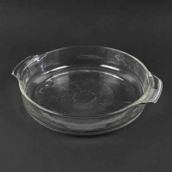 Unbranded Clear Glass Round Casserole Baking Dish With Handles 9" Diameter