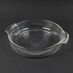 Unbranded Clear Glass Round Casserole Baking Dish With Handles 9" Diameter
