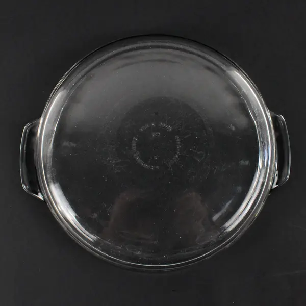Unbranded Clear Glass Round Casserole Baking Dish With Handles 9" Diameter
