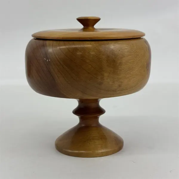 Vintage Oregon Myrtlewood Pedestal Candy Dish with Lid