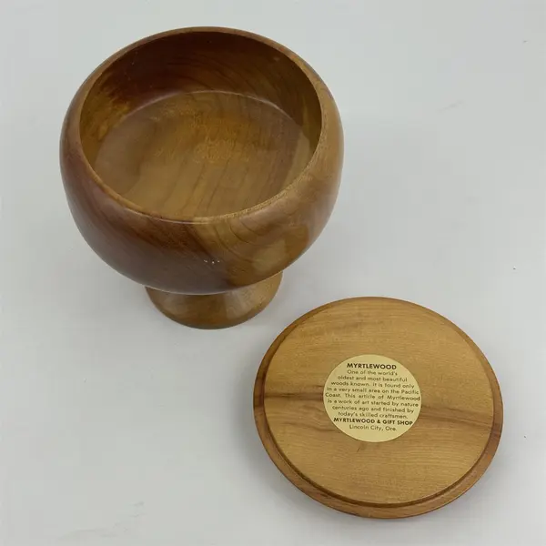 Vintage Oregon Myrtlewood Pedestal Candy Dish with Lid