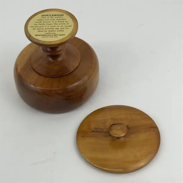 Vintage Oregon Myrtlewood Pedestal Candy Dish with Lid