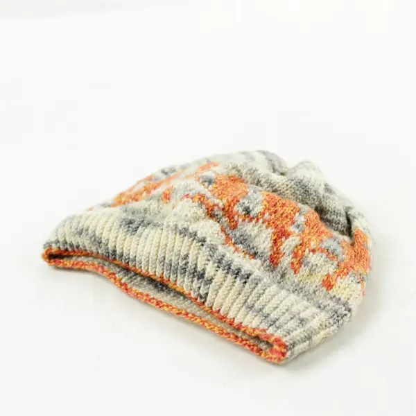 Children's Beige Ribbed Knit Beanie Hat Infant Toddler Soft Stretch