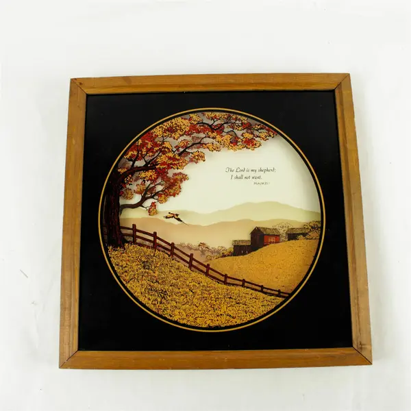 Vintage Psalm 23:1 Countryside Pheasant Print Religious Wall Art